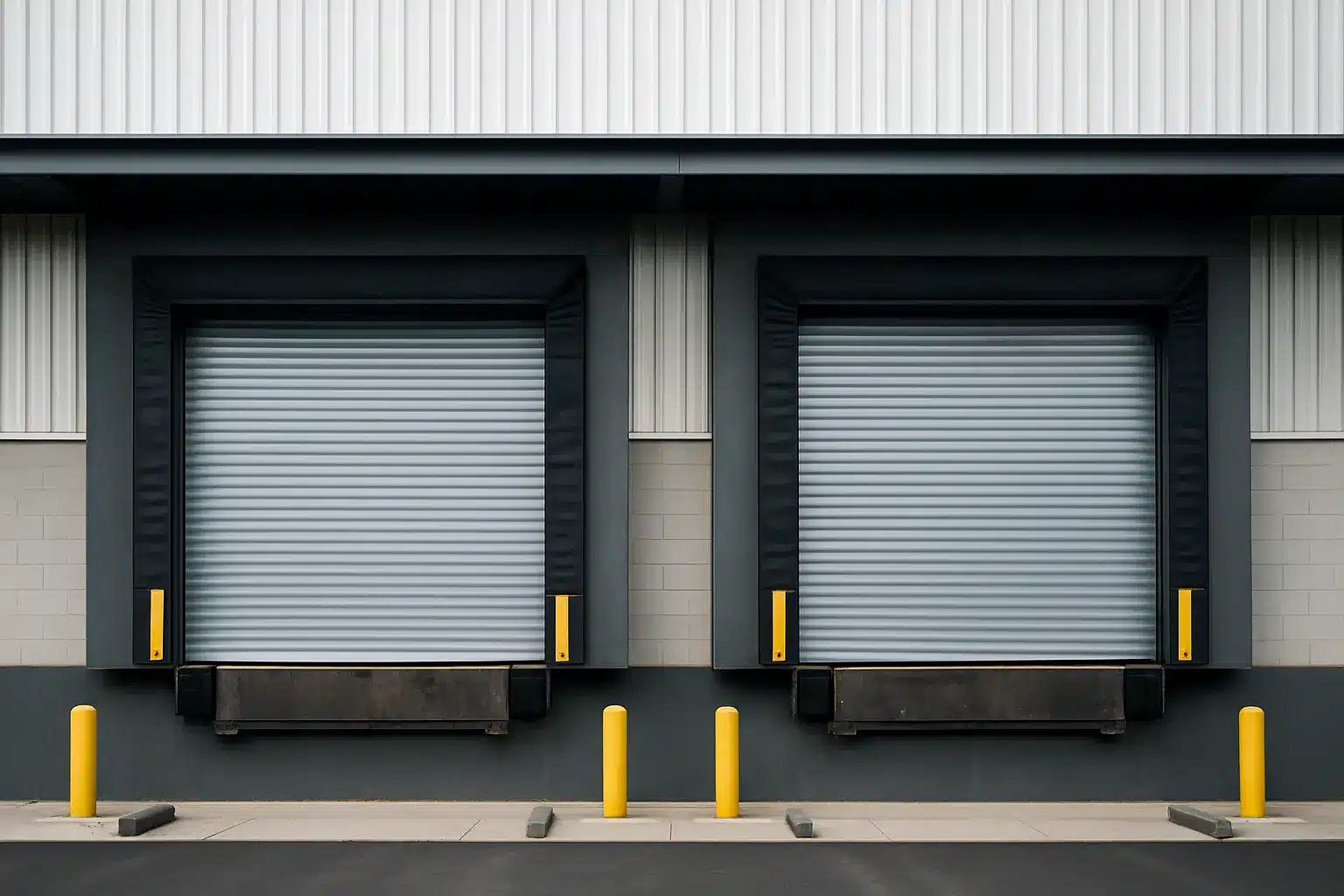 New rolling steel door installation at warehouse