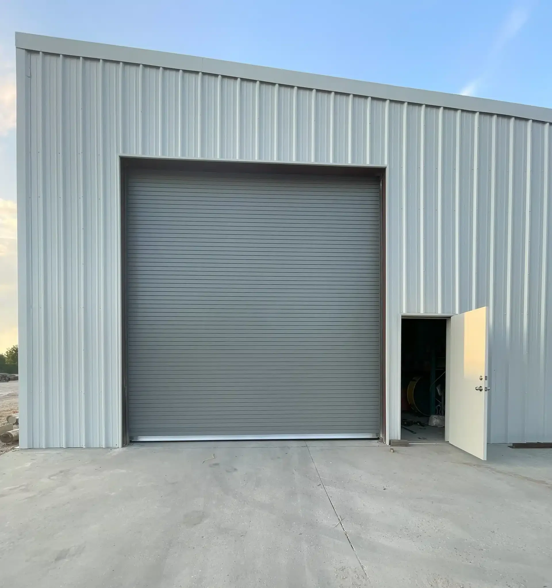 New rolling steel door installation at warehouse