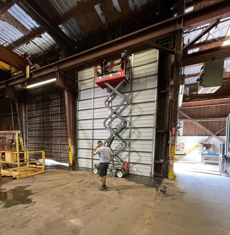 New sectional overhead doors installed at a warehouse