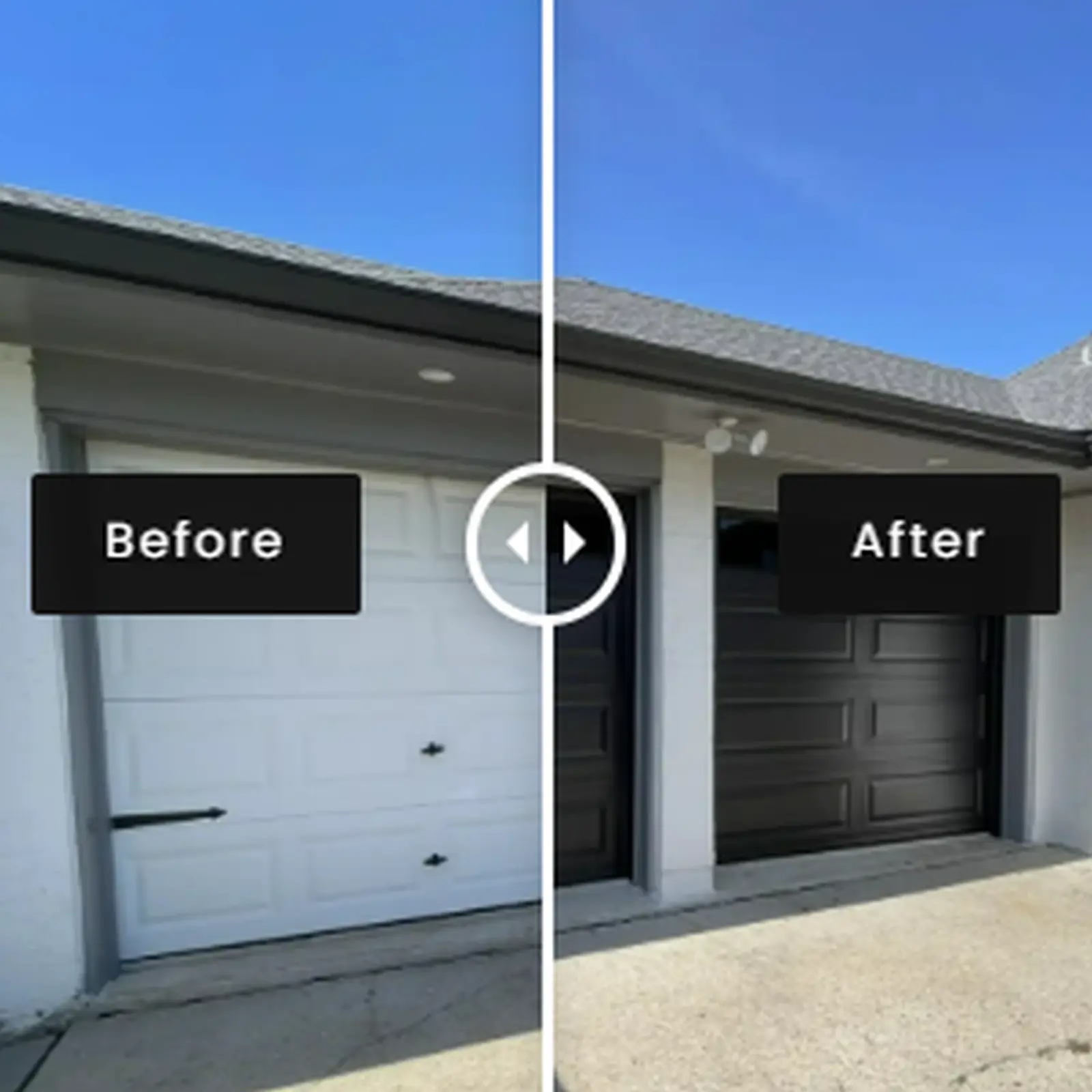 Garage door replacement before and after in Boutte LA